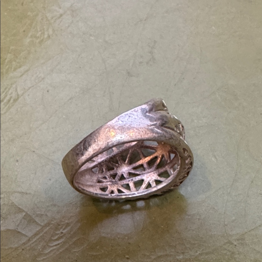 Silver Geometric Statement Ring Size 8 - image 4